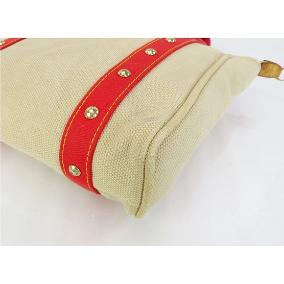 Louis Vuitton Tan Tote with Red Straps - Picture 6 of 16